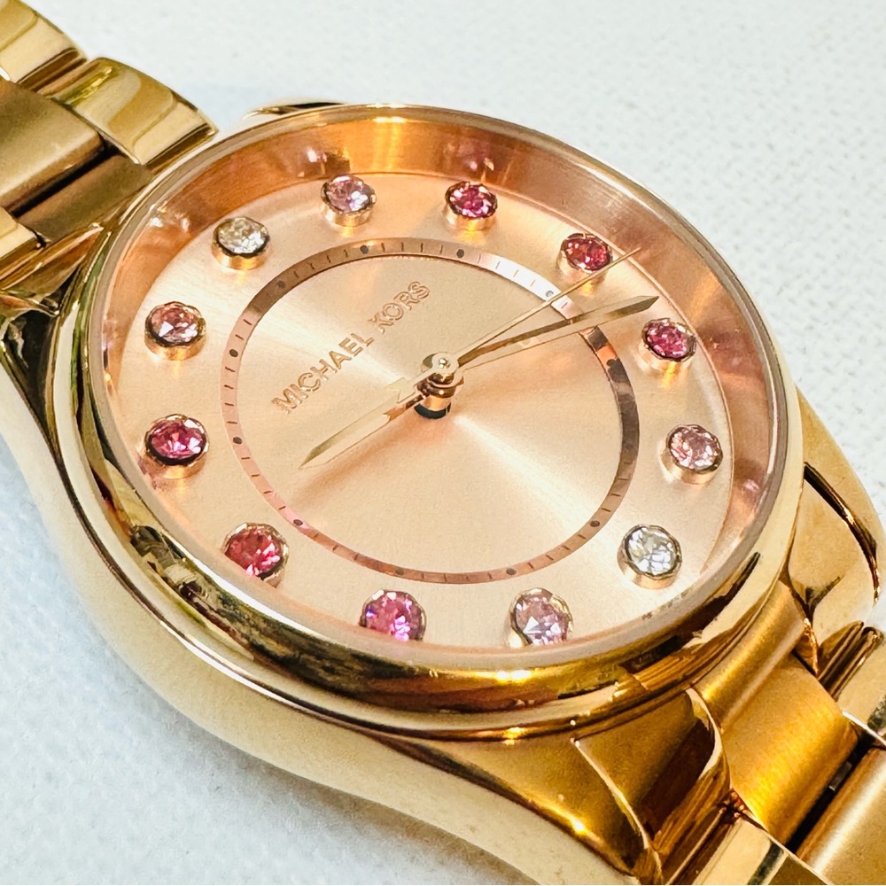 Michael Kors Colette Women's Rose Gold Stainless Bracelet Watch Crystals MK-6604 - Picture 12 of 14